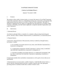 Microsoft Word - Lyon Park - conflict of interest policy.DOC