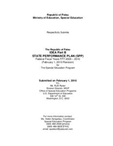 Republic of Palau Ministry of Education, Special Education Respectfully Submits  The Republic of Palau