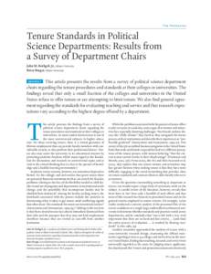 Tenure Standards in Political Science Departments: Results from a Survey of Department Chairs
