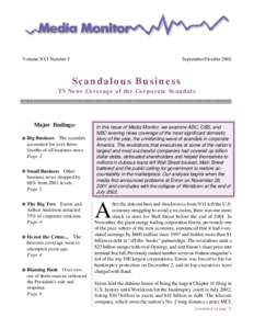 Volume XVI Number 5  September/October 2002 Scandalous Business TV News Coverage of the Corporate Scandals