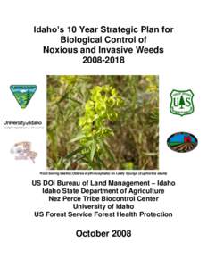 Idaho’s 10 Year Strategic Plan for Biological Control of Noxious and Invasive Weeds[removed]Root boring beetle (Oberea erythrocephala) on Leafy Spurge (Euphorbia esula)