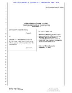 Case 2:16-cvJLR Document 61-1 FiledPage 1 of 19 The Honorable James L. Robart 1 2 3