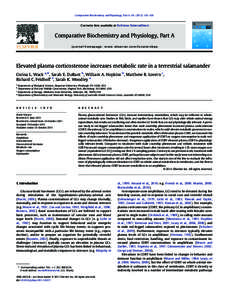 Comparative Biochemistry and Physiology, Part A–158  Contents lists available at SciVerse ScienceDirect Comparative Biochemistry and Physiology, Part A journal homepage: www.elsevier.com/locate/cbpa