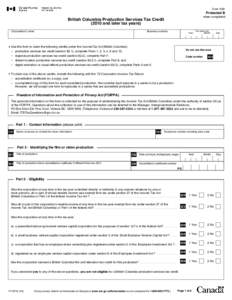 BRITISH COLUMBIA FILM  AND TELEVISION TAX CREDIT[removed]and later tax years)