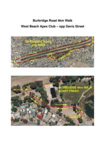 Burbridge Road 4km Walk West Beach Apex Club – opp Davis Street Course measurement details Burbridge Road 4km walk