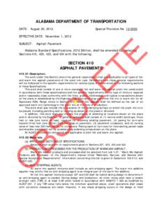 ALABAMA DEPARTMENT OF TRANSPORTATION DATE: August 20, 2012 Special Provision No[removed]EFFECTIVE DATE: November 1, 2012