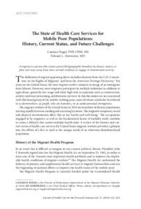 ACU Column  The State of Health Care Services for Mobile Poor Populations: History, Current Status, and Future Challenges Candace Kugel, FNP, CNM, MS