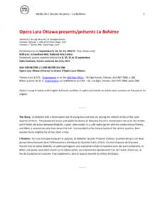 Opera Lyra Ottawa presents/prsents La Bohme