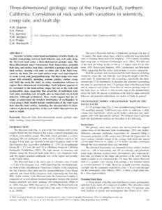 Three-dimensional geologic map of the Hayward fault, northern California: Correlation of rock units with variations in seismicity, creep rate, and fault dip R.W. Graymer  D.A. Ponce R.C. Jachens