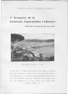 SuPLEMENTO AL NUMERODE «KATALUNA ESPERANTISTO»  Va Kongreso de la Kataluna Esperantista Federació Sant Feliu de Guíxols, 28a-29a Junio 1914a