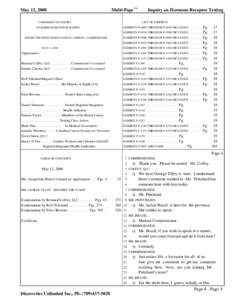 Multi-Page TM  May 12, 2008 Inquiry on Hormone Receptor Testing LIST OF EXHIBITS