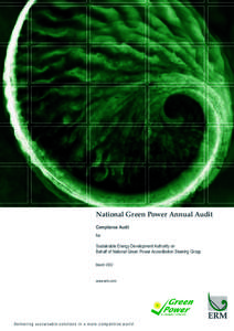 National Green Power Annual Audit Compliance Audit for Sustainable Energy Development Authority on Behalf of National Green Power Accreditation Steering Group March 2002