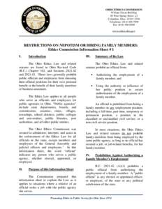 OHIO ETHICS COMMISSION William Green Building 30 West Spring Street, L3 Columbus, Ohio[removed]Telephone: ([removed]Fax: ([removed]