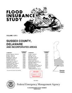 VOLUME 1 OF 3  SUSSEX COUNTY, DELAWARE AND INCORPORATED AREAS COMMUNITY