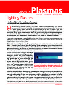 Plasmas  about Lighting Plasmas  from the Coalition for Plasma Science