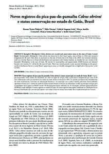 Revista Brasileira de Ornitologia, 20(1), 59‑64 Março de[removed]March 2012 Artigo/Article  Novos registros do pica-pau-do-parnaíba Celeus obrieni