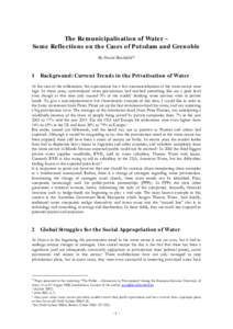 The recomunalisation of water provision – Reflections on two different cases