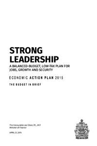 STRONG LEADERSHIP A BALANCED-BUDGET, LOW-TAX PLAN FOR JOBS, GROWTH AND SECURITY
