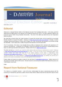 Special Election Edition  June 2010 | Vol 33 No 2 | ISSN