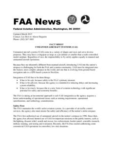 FAA News Federal Aviation Administration, Washington, DC_____________________________________________________________________ Updated March 2015 Contact: Les Dorr or Alison Duquette Phone: (