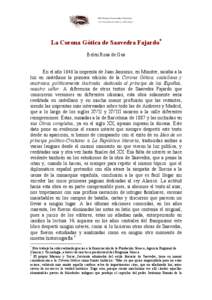 La Corona Gótica de Saavedra Fajardo∗ Belén Rosa de Gea En el año 1646 la imprenta de Juan Jansonio, en Münster, sacaba a la