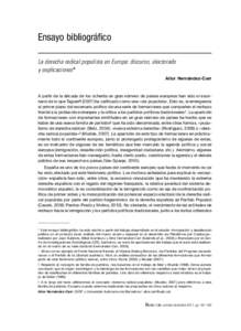 La derecha radical populista en Europa: discurso, electorado y explicaciones. Hernández-Carr, Aitor (REIS Nº136. ENSAYO BIBLIOGRÁFICO)