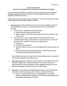 Service Delivery Plan for Intensive Care Coordination and Intensive Home Based Services