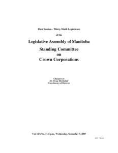 The Legislative Assembly of Manitoba Debates and Proceedings