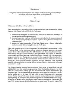 Discussion of Divergence between paleomagnetic and hotspot model predicted polar wander for the Pacific plate with implications for hotspot fixity by William W. Sager 4th January, 2007, Edward (Jerry) L. Winterer