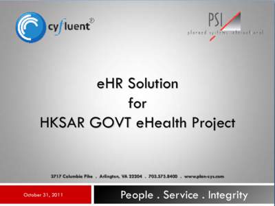 eHR Solution for HKSAR GOVT eHealth Project 3717 Columbia Pike . Arlington, VA[removed][removed]www.plan-sys.com