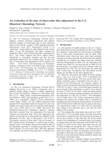 GEOPHYSICAL RESEARCH LETTERS, VOL. 30, NO. 20, 2046, doi:[removed]2003GL018111, 2003  An evaluation of the time of observation bias adjustment in the U.S. Historical Climatology Network Russell S. Vose, Claude N. Williams