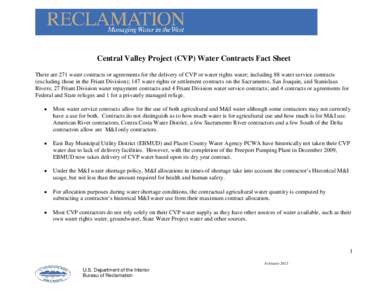 CVP Water Contracts Fact Sheet