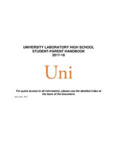 UNIVERSITY LABORATORY HIGH SCHOOL STUDENT-PARENT HANDBOOKFor quick access to all information, please use the detailed index at the back of the document.