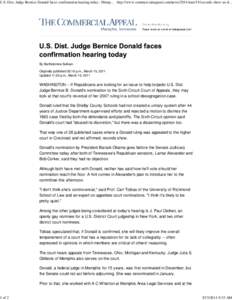 U.S. Dist. Judge Bernice Donald faces confirmation hearing today : Memphis Commercial Appeal