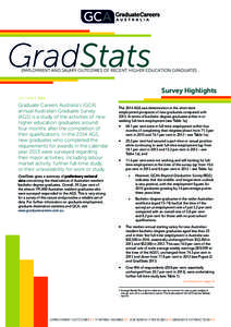 GradStats EMPLOYMENT AND SALARY OUTCOMES OF RECENT HIGHER EDUCATION GRADUATES  Survey Highlights