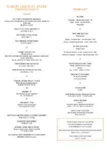 S U N D AY L U N C H AT S P O O N H O M E M A D E - H E A LT H Y DRINK LIST  HK$788