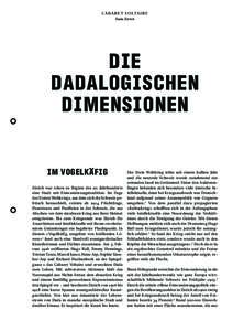 DIE DADALOGISCHEN DIMENSIONEN IM VOGELKÄFIG Zürich war schon zu Beginn des 20. Jahrhunderts