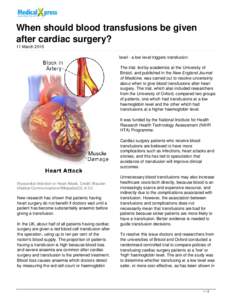 When should blood transfusions be given after cardiac surgery?