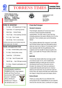 Page 1  TORRENS TIMES TORRENS PRIMARY SCHOOL AN ACT GOVERNMENT SCHOOL Ritchie Street TORRENS ACT 2607