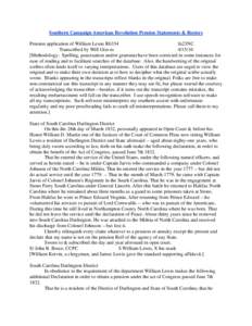 Southern Campaign American Revolution Pension Statements & Rosters Pension application of William Lewis R6334 fn23NC Transcribed by Will Graves[removed]Methodology: Spelling, punctuation and/or grammar have been correct