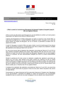 ARNAUD MONTEBOURG M INISTRE DE L’E CONOMIE , DU R EDRESSEMENT PRODUCTIF ET DU N UMERIQUE C o mmuniqué de pres s e