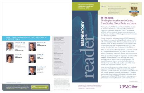 The Division of Pulmonary, Allergy, and Critical Care Medicine at UPMC spring 2012 In This Issue
