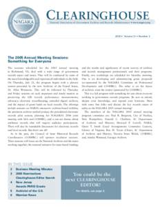 C LEARINGHOUSE  National Association of Government Archives and Records Administrators • www.nagara.org 2005 • Volume 21 • Number 2