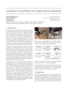 Learning Force Control Policies for Compliant Robotic Manipulation  Mrinal Kalakrishnan∗ [removed] Ludovic Righetti∗† [removed]
