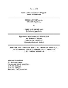 NoIn the United States Court of Appeals for the Tenth Circuit __________________________________________________________________ __________________________________________________________________ DEREK KITCHEN,