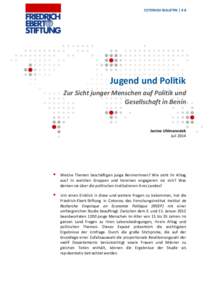 Jugend und Politik : zur Sicht junger Menschen auf Politik und Gesellschaft in Benin