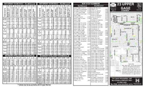 SATURDAY SCHEDULE - Southbound A B