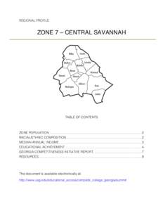 REGIONAL PROFILE  ZONE 7 – CENTRAL SAVANNAH TABLE OF CONTENTS 	
  
