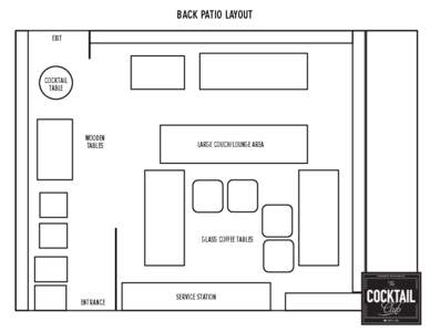 BACK PATIO LAYOUT EXIT COCKTAIL TABLE