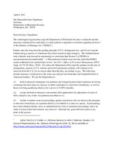 Immigration to the United States / United States Citizenship and Immigration Services / Immigration equality / Permanent residence / Stonewall / National Stonewall Democrats / Defense of Marriage Act / Esther Olavarria / Northwest Immigrant Rights Project / Immigration / Government / Politics of the United States